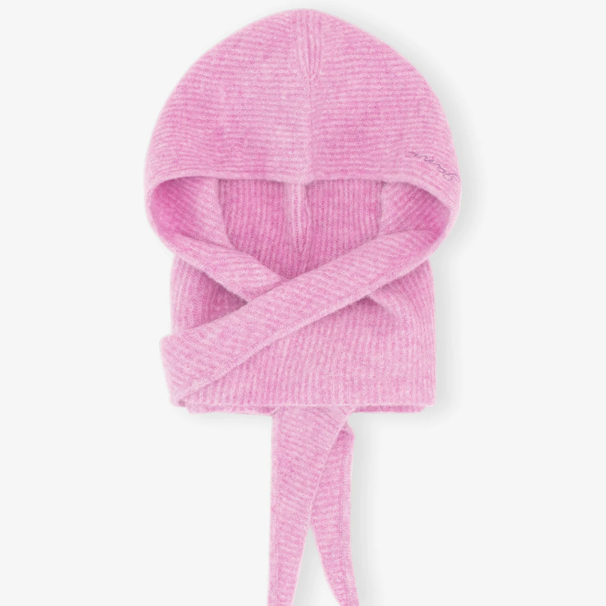 Ganni pink soft wool balaclava, €145