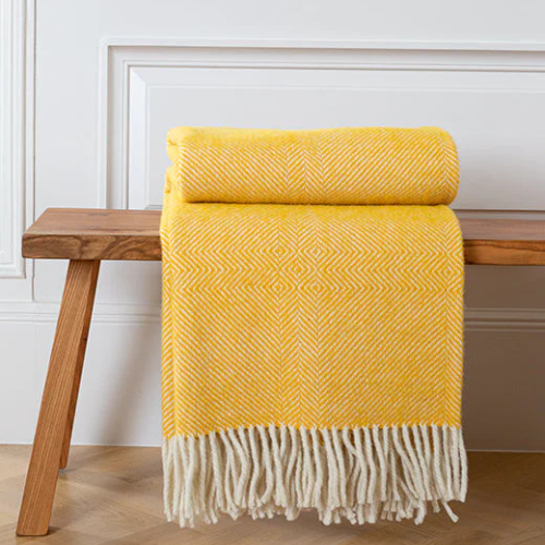 Stable of Ireland Gorse Yellow Jigsaw Handwoven Blanket, €320
