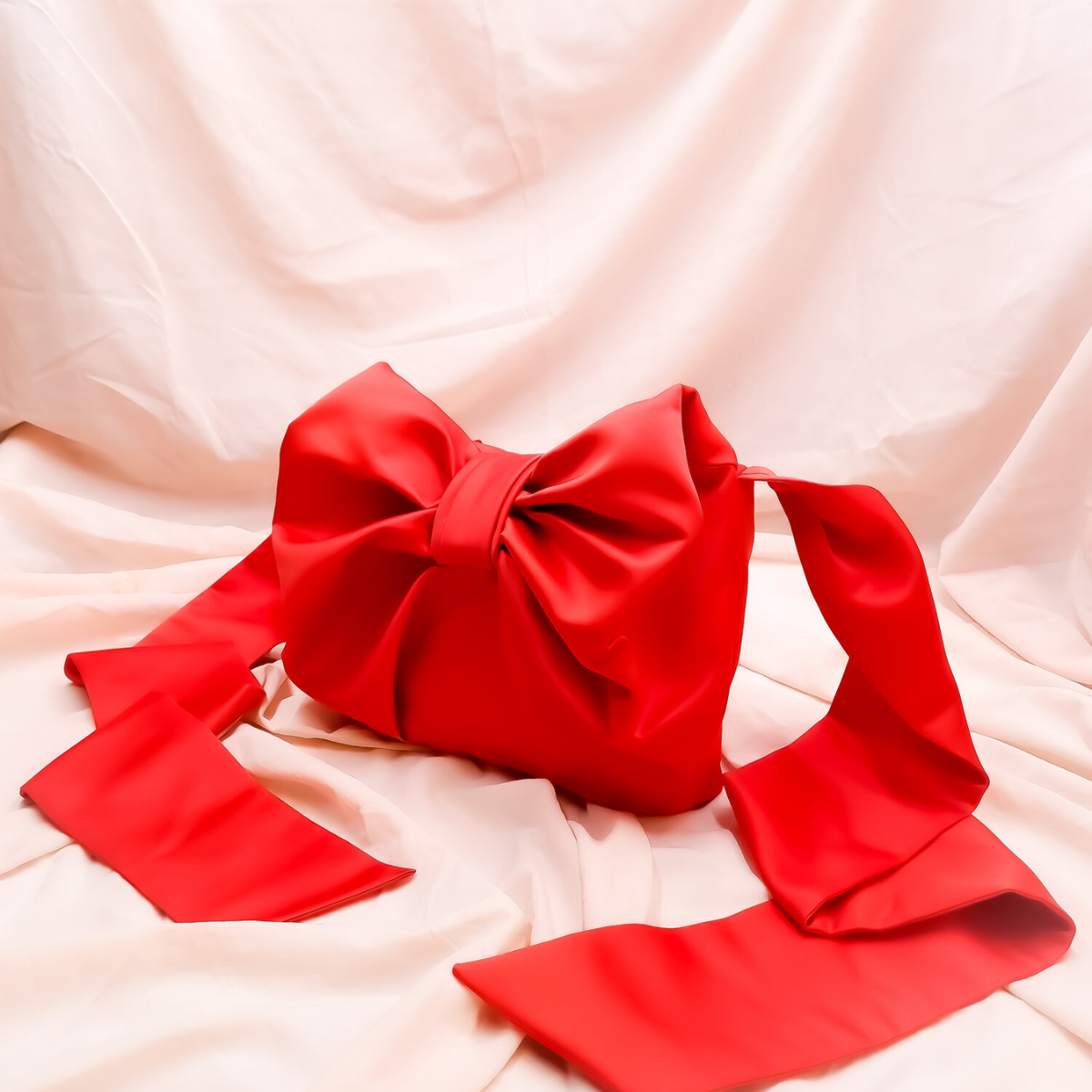 August Night Mini Bow Crossbody In Scarlet Satin, €255