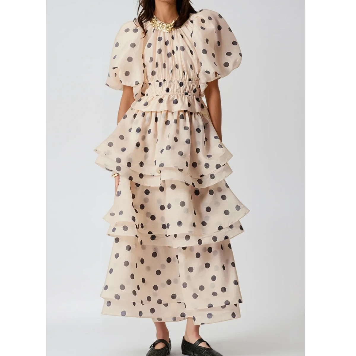 Innovare Bartholomei Balloon Sleeve Dot Ruffle Skirt Set, €114.95