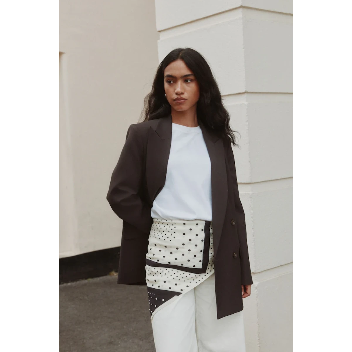 Next Monochrome Polka Dot Print Satin Square Scarf, €17.50