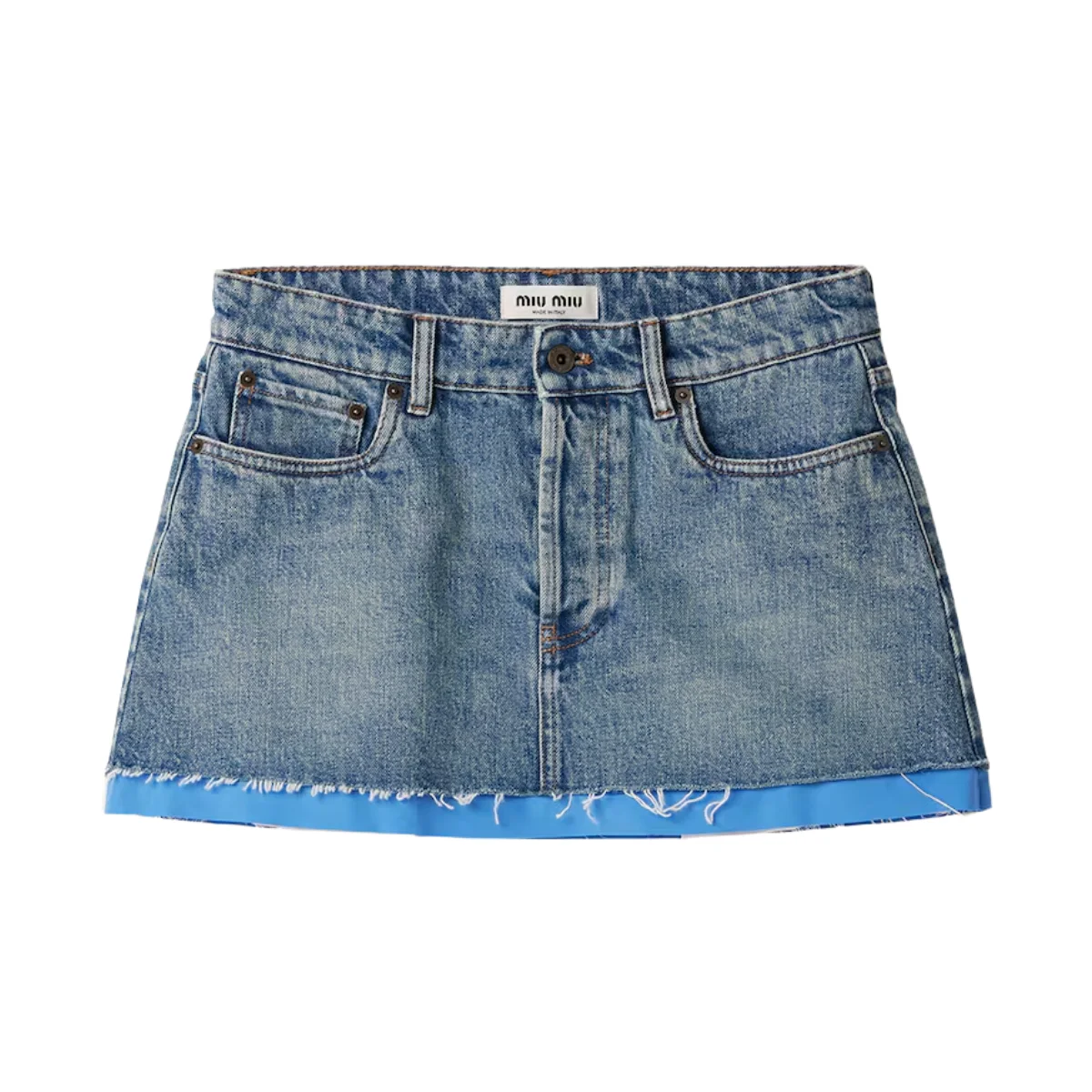 Miu Miu Denim and Poplin Miniskirt, €990
