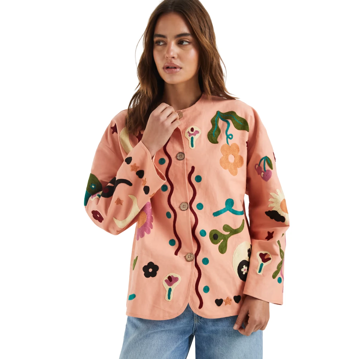 ASOS Design embroidered collarless jacket, €119