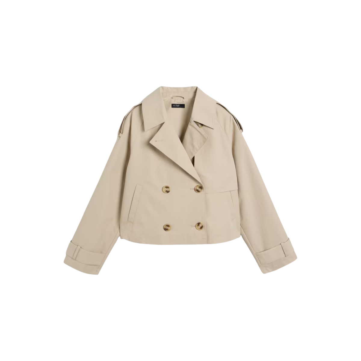 F&F Double Breasted Cropped Trench Jacket in Neutral, €46