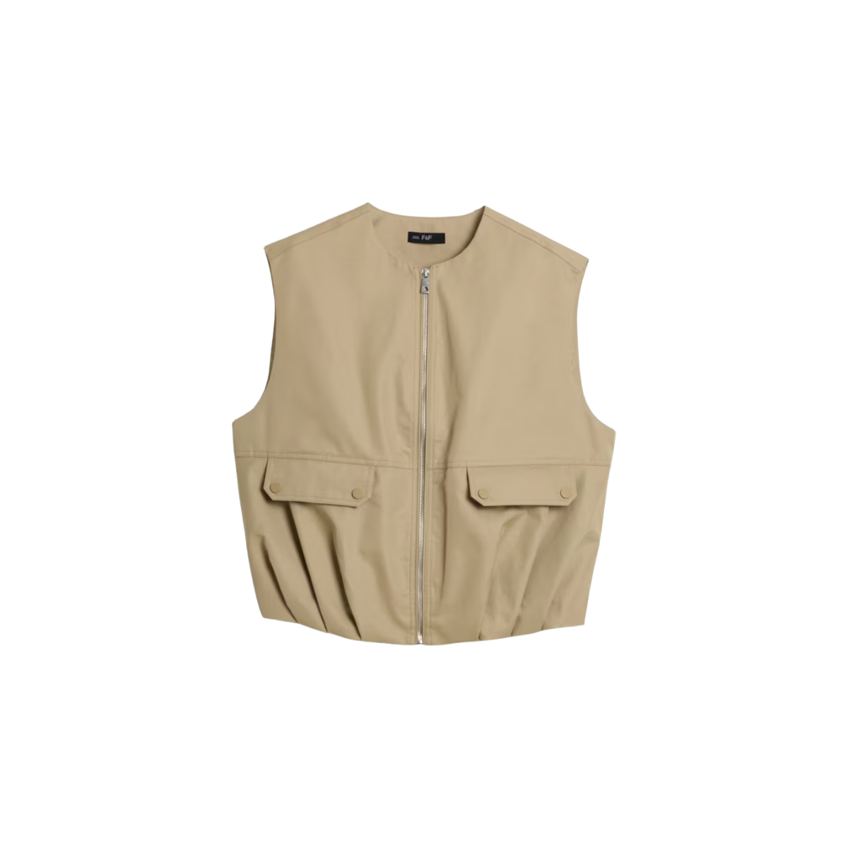 F&F Bubble Hem Zip Up Gilet in Neutral, €19