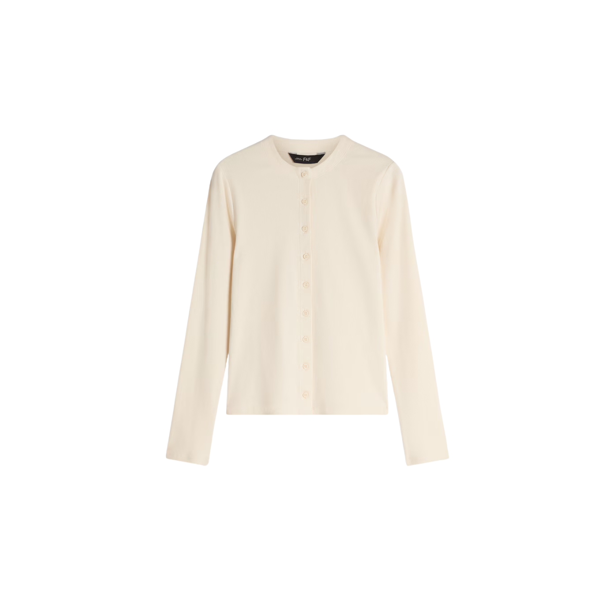 F&F Cotton Rich Long Sleeved Button Up Top in Cream, €14