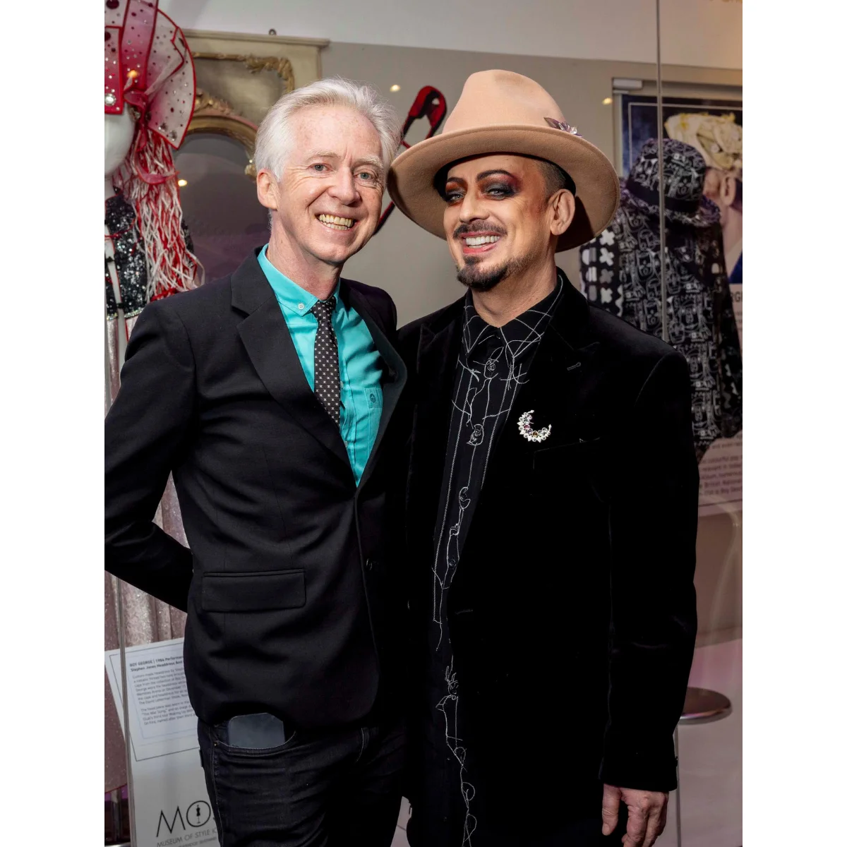 Philip Treacy and Boy George at the Newbridge Silverware Museum of Style Icons.