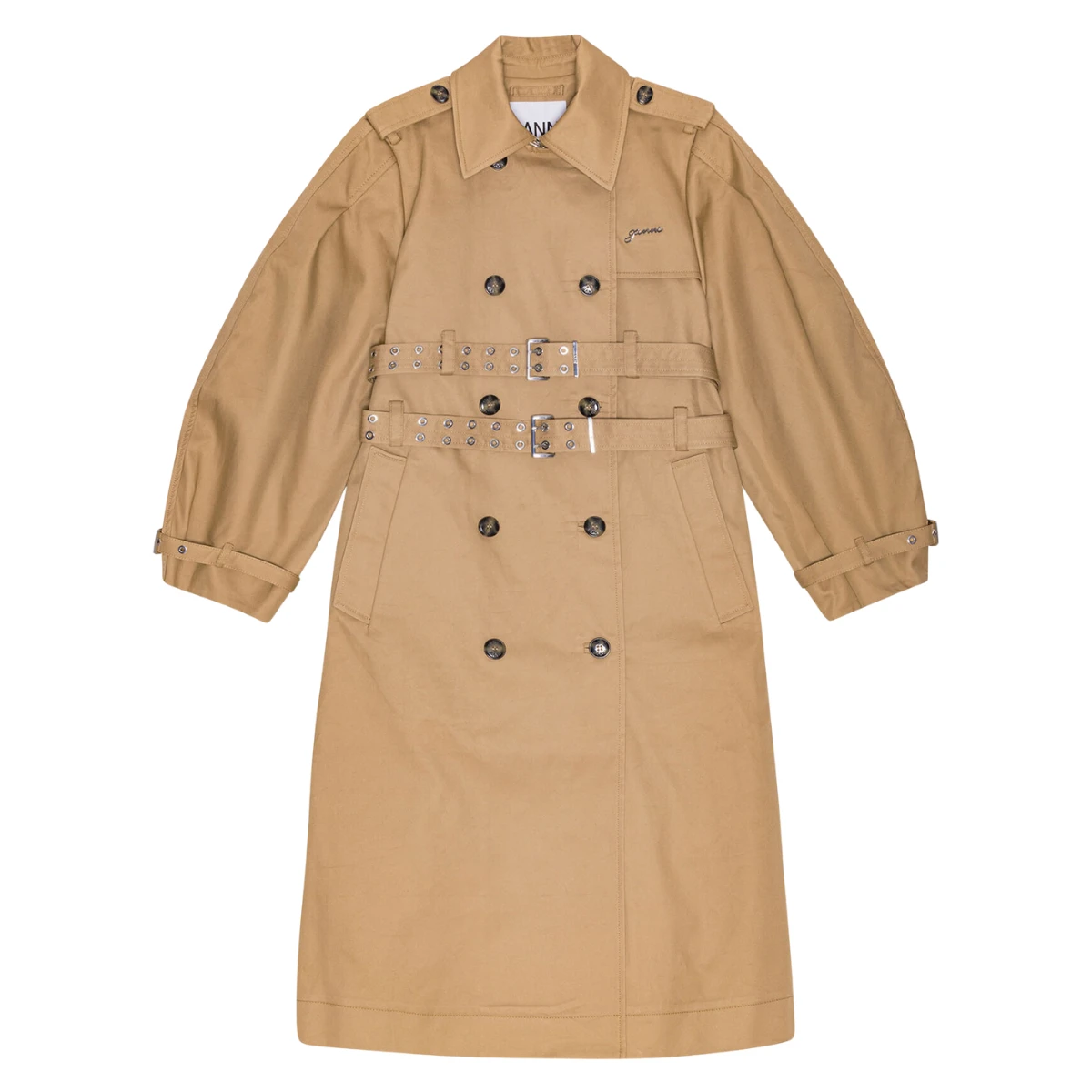 Ganni Camel Bonded Cotton Trench Coat, €695