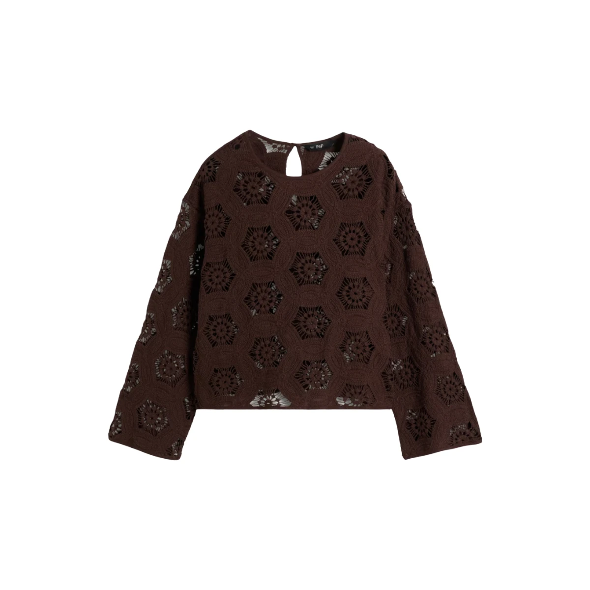F&F Pure Cotton Crochet Look Top in Brown, €29