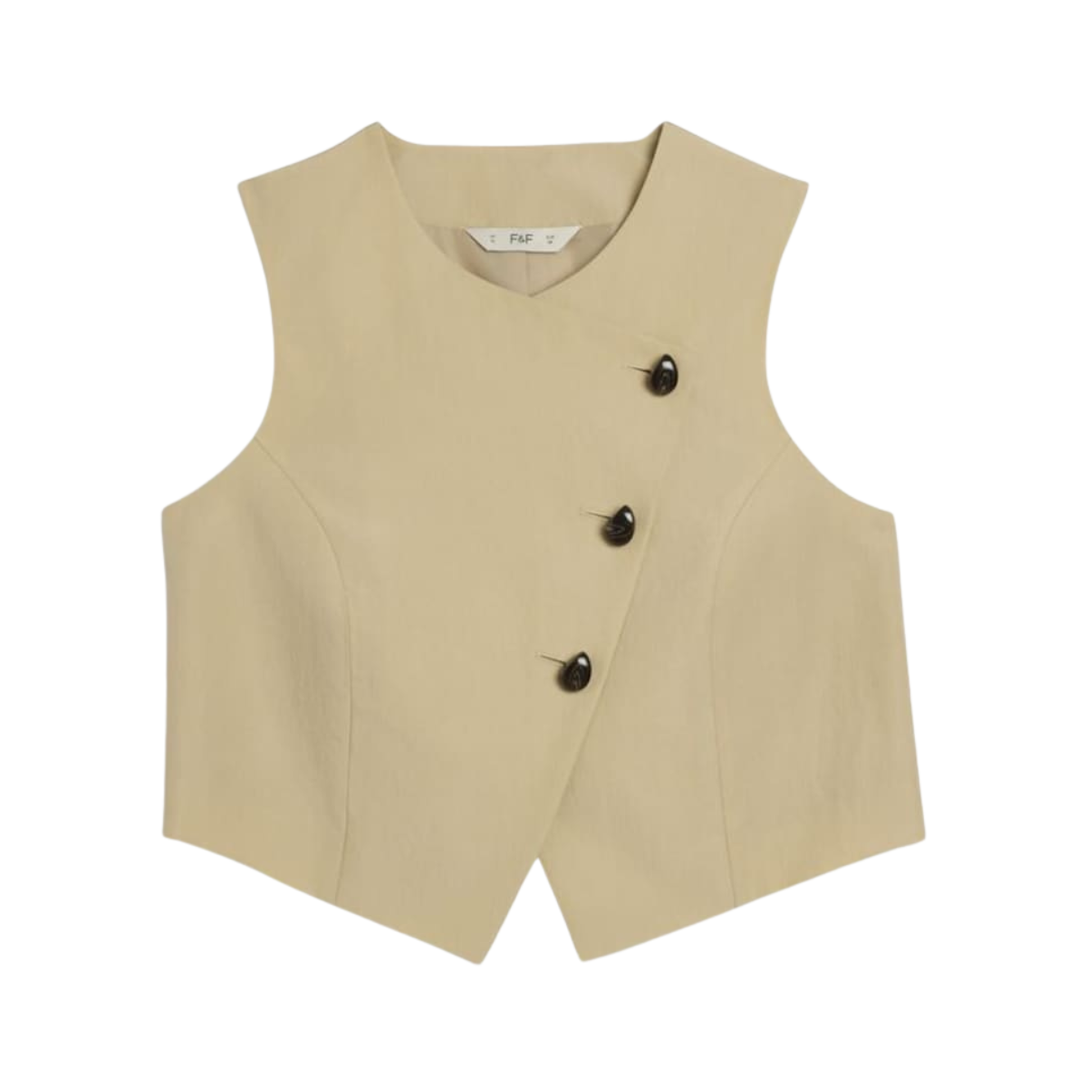 The F&F Edit Lyocell Rich Button Up Asymmetric Co-ord Waistcoat in Cream