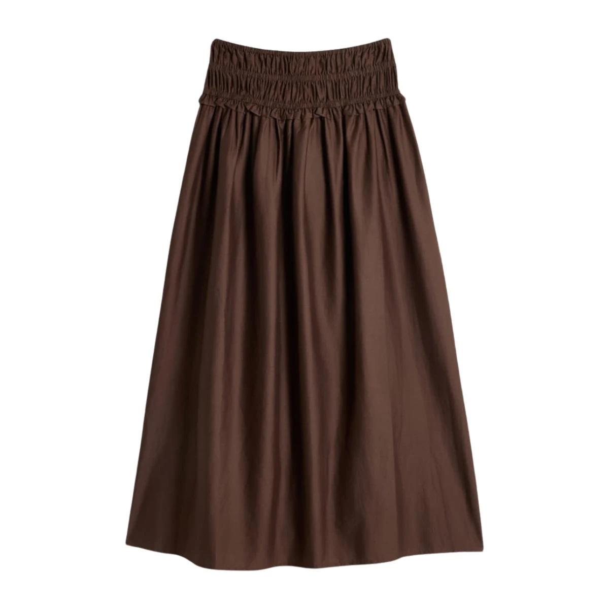 F&F Cotton Rich Smocked Waist Co-ord Maxi Skirt in Chocolate