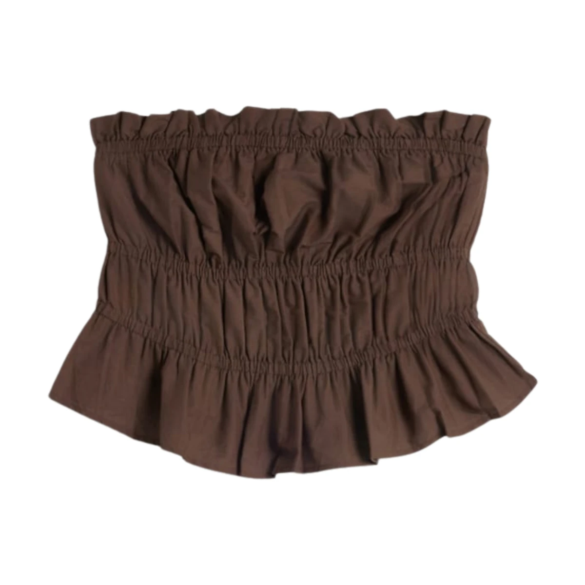 F&F Cotton Rich Shirred Strapless Co-ord Top in Chocolate