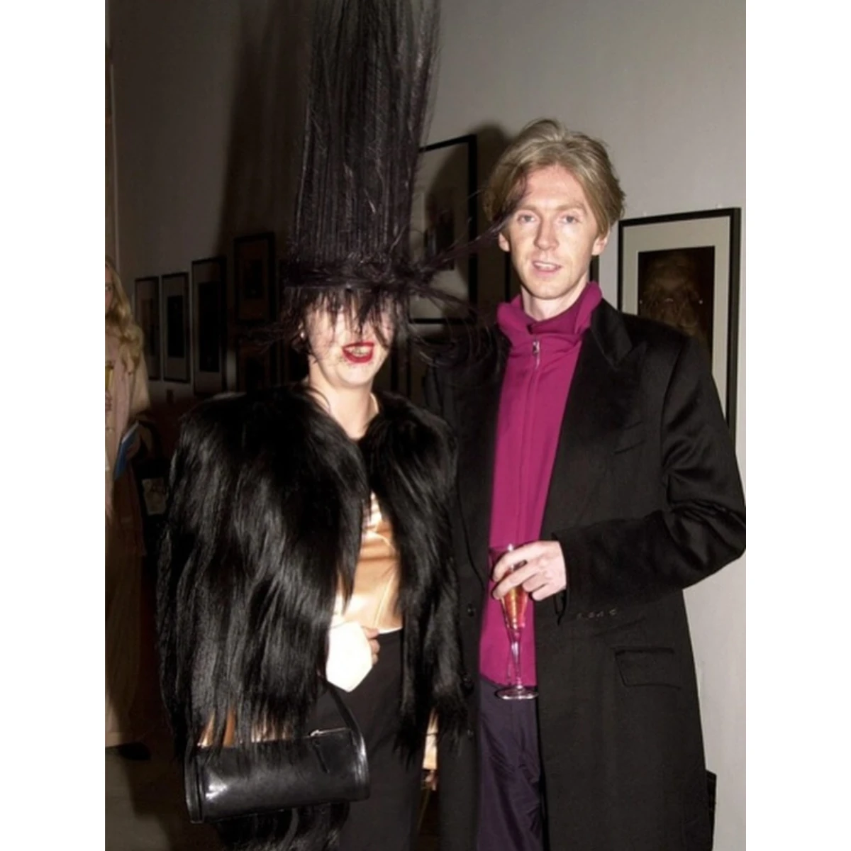 Isabella Blow and Philip Treacy at The National Portrait Gallery, 2002.