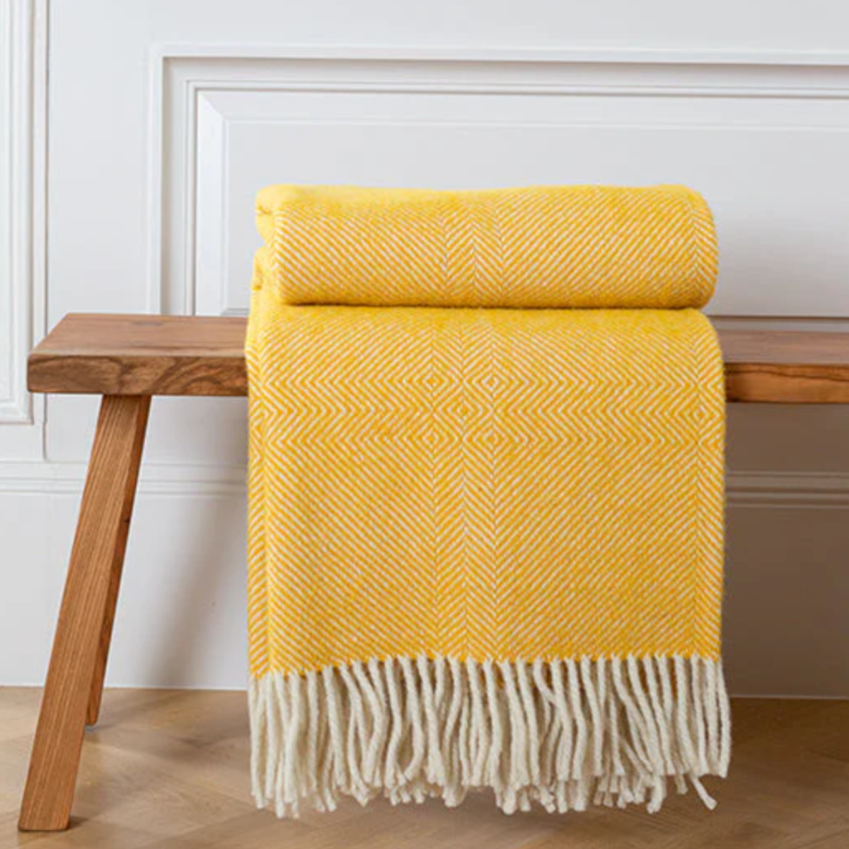 Stable of Ireland Gorse Yellow Jigsaw Handwoven Blanket, €360