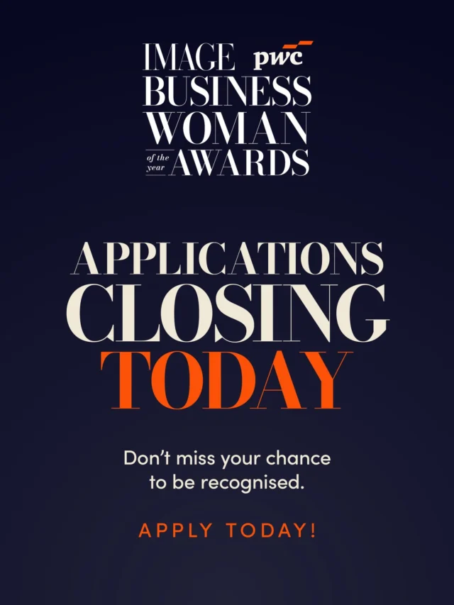Final call ?

Applications for the IMAGE PwC Businesswoman of the Year Awards close at 5pm today ?

Don't miss your opportunity to share your business or career story and take your place in the esteemed alumni of past winners. 

Don’t let it pass you by. 
Join the legacy today ?

? Link in bio to apply now

The IMAGE PwC Businesswoman of the Year Awards is in partnership with @pwc_ireland and sponsored by @esgloballaw, @pinergyenergy, @samsungireland, Cantor Fitzgerald Ireland, @weirandsons, @telus_digital, @cpl_group, @cairnhomesplc, Primeline Group and @vodafoneireland.